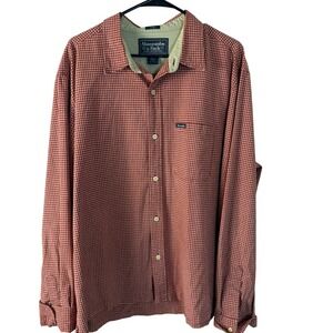 Abercrombie & Fitch Men's Rust Red Micro-Check Button-Down Shirt